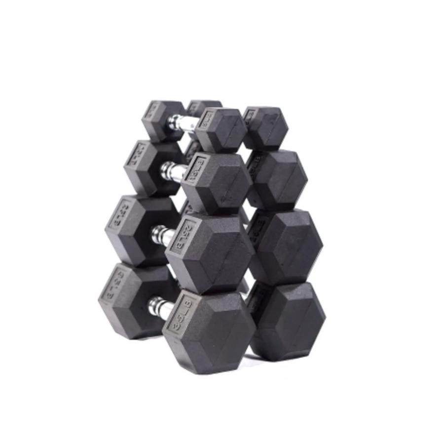 10 - 50 lbs Rubber Hex Dumbbell Set (New 2023)